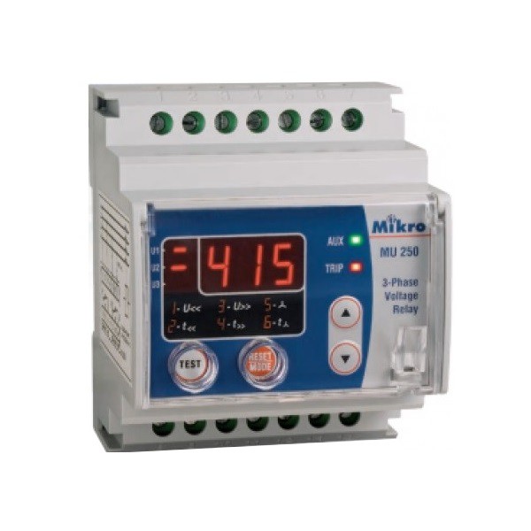 VOLTAGE RELAY RƠ-LE BẢO VỆ ĐIỆN ÁP MIKRO | MU 250-415V - Bảo vệ Quá áp, Thấp áp , Mất pha, Cân bằng điện áp, Thứ tự pha