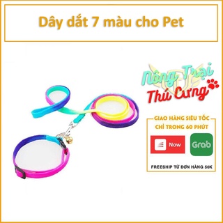 Dây dắt chó bảy màu kèm vòng cổ