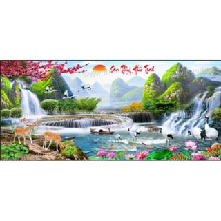 Tranh Đính Đá ABC 3D Sơn Thủy Hữu Tình D9364 (KHÁCH TỰ ĐÍNH) KT:160X70CM