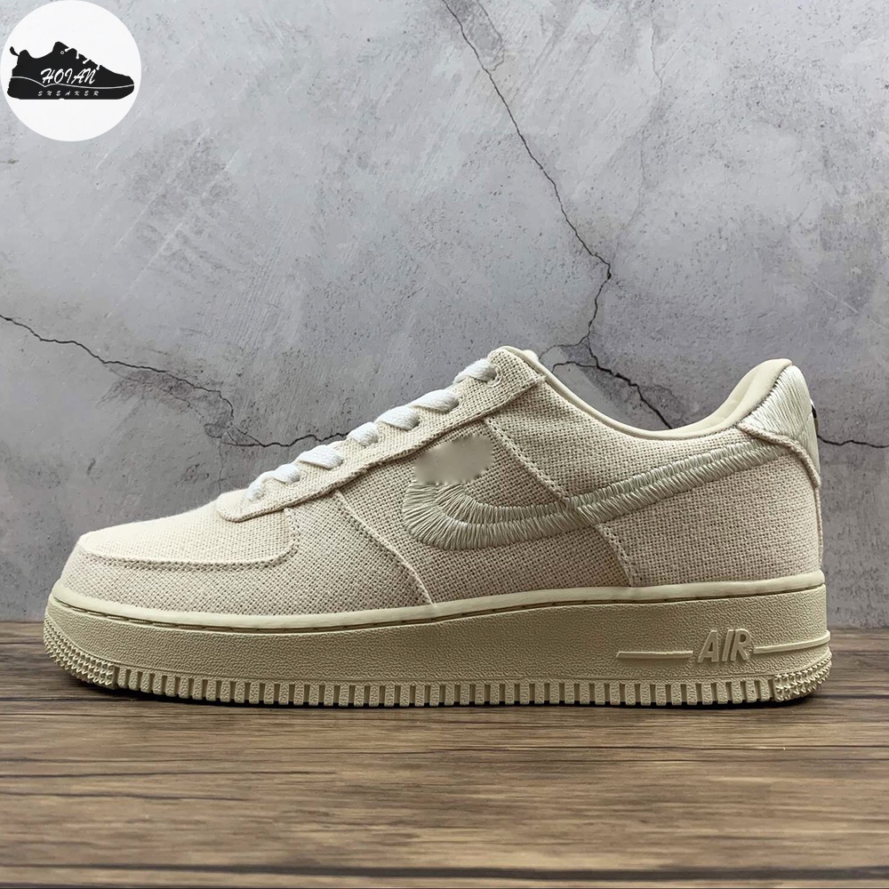 Giày Air Force 1 Low Stussy Fossil Thể Thao Nam - Giày Sneaker AF1 Cổ Thấp Màu Be [FREE SHIP + HỘP GIÀY + HỘP BẢO VỆ]