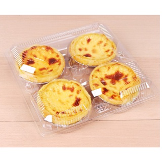 Hộp nhựa đựng bánh tart trứng, bánh bao, hộp nhựa 4 ô