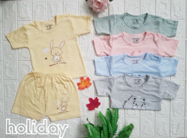 Set 3 Bộ cộc tay PT Kids - Nobaby - Uala Rogo cài vai chất sợi tre thông hơi thoáng mát cho bé 0-24 tháng tuổi
