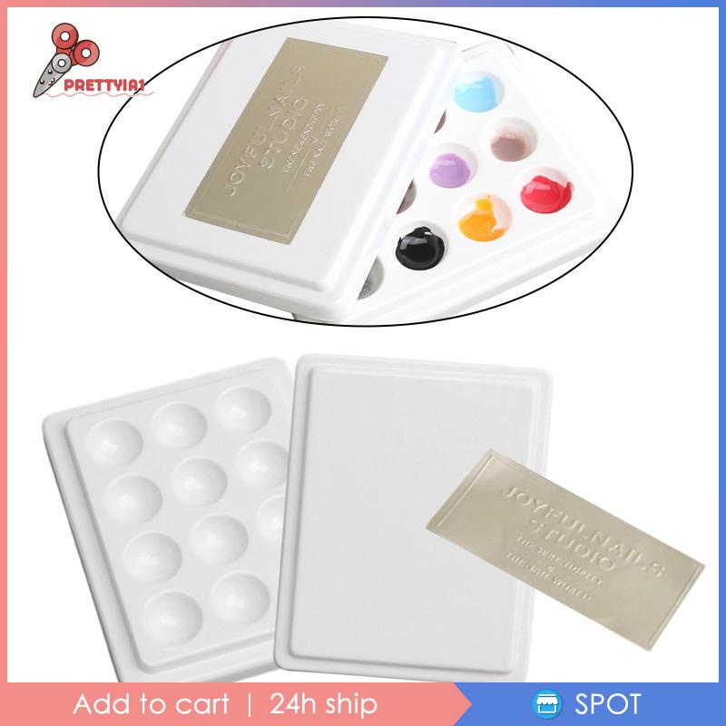 Bảng Pha Màu Nước Bằng Sứ 24 Ngăn Prettyia1 Kèm Nắp Đậy