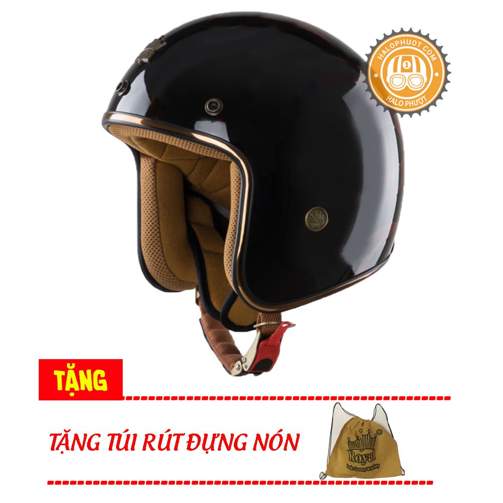Nón bảo hiểm 3/4 Luxury Royal M20C Đen Bóng
