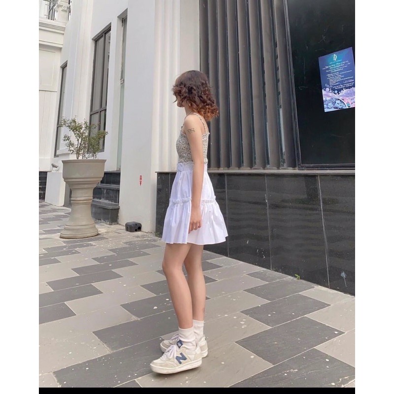 Chân Váy Ngắn 🌸Chân Váy Xòe 2 Tầng Ngắn Chất Đũi Đen | Trắng | BigBuy360 - bigbuy360.vn