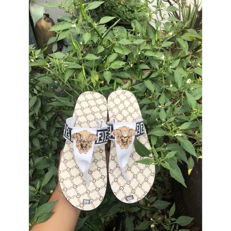 sandal đồng nai dép kẹp nữ ( đế màu kem gg quai kẹp F không hậu ) size từ 35 nữ đến 42 nữ size khác nhắn tin chọn thêm