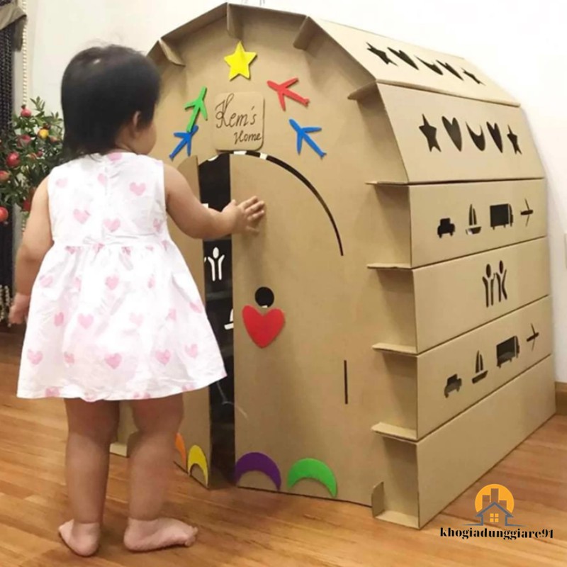 Nhà giấy carton lắp ráp cho bé - Nhà lắp ghép thông minh, Sáng Tạo và An Toàn