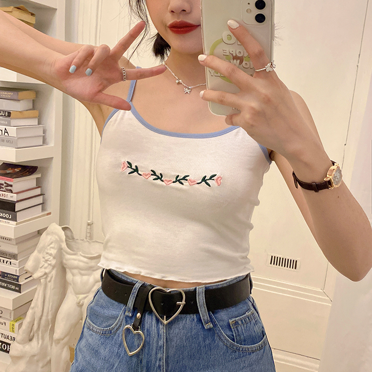 Áo Hai Dây Thêu Họa Tiết Trái Tim Xinh Xắn 42879 | BigBuy360 - bigbuy360.vn