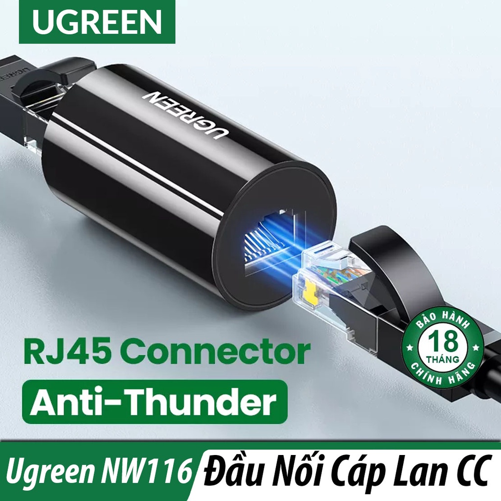 Đầu Nối Cáp Mạng RJ45 Chống Sấm Sét Cao Cấp UGREEN NW116 - Hàng Chính Hãng