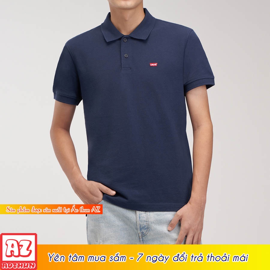 Áo thun polo nam cổ trụ thêu logo đơn giản - Màu xanh đen navy xám trắng AT18