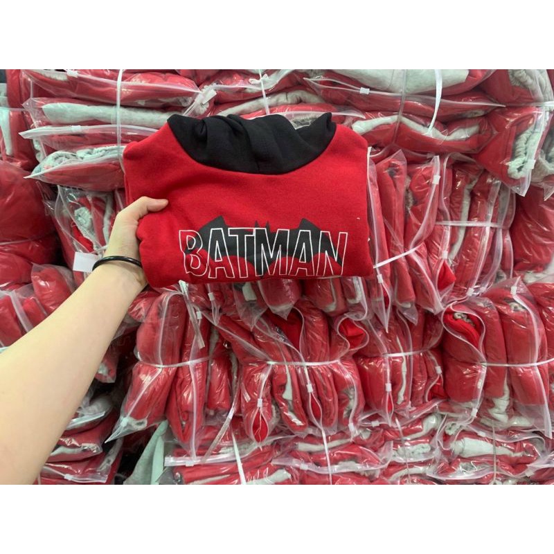 BỘ NỈ BÔNG ĐỎ BATMAN QUẦN GHI CHO BÉ TRAI