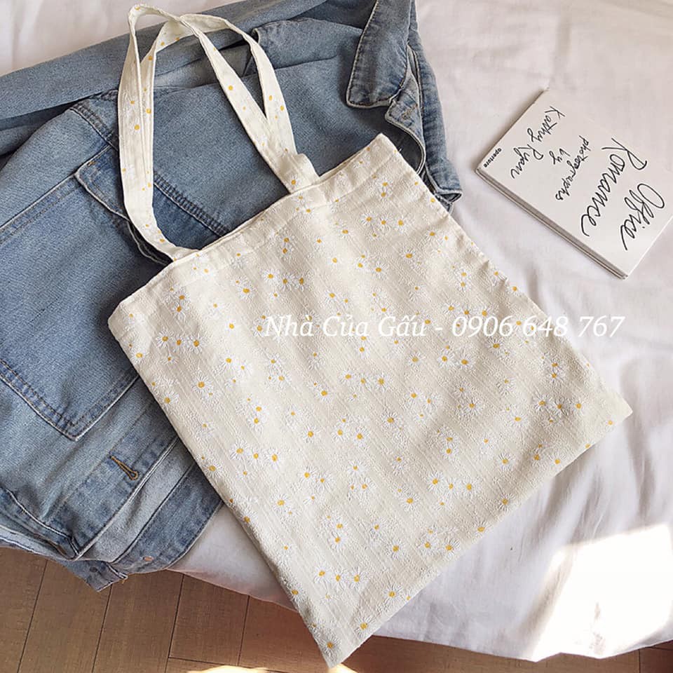 Túi tote vải cúc họa mi xinh xắn