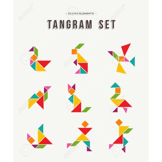 Xếp hình TAGRAM 7 miếng cho bé (KT 11,5cm x 11,5cm)