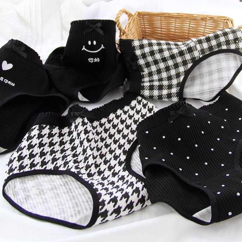 Quần Lót Nữ Cotton Chất Đẹp Black And White Kẻ Caro