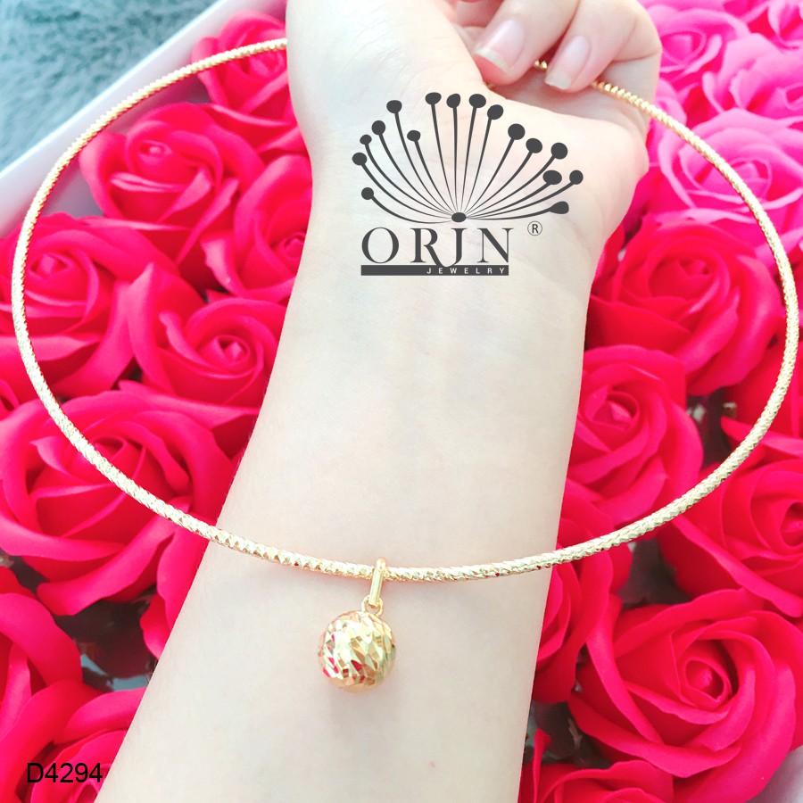 Kiềng cổ dạng nhuyễn bền màu mặt trái châu khắc khía sáng thiết kế cao cấp Orin D4294