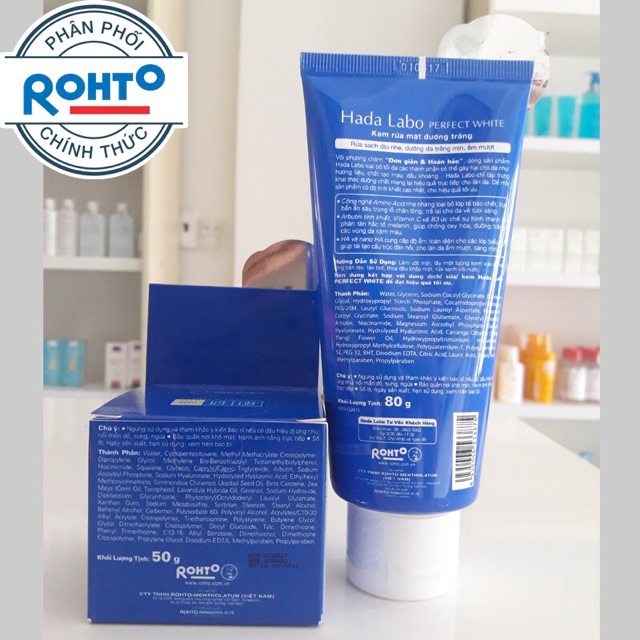 Combo dưỡng trắng da Hadalabo Perfect White gồm: Kem dưỡng và sữa rửa mặt | BigBuy360 - bigbuy360.vn