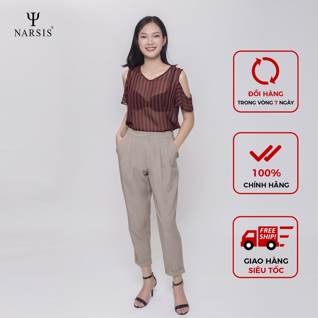 Áo kiểu nữ kẻ đen đỏ Narsis L9021