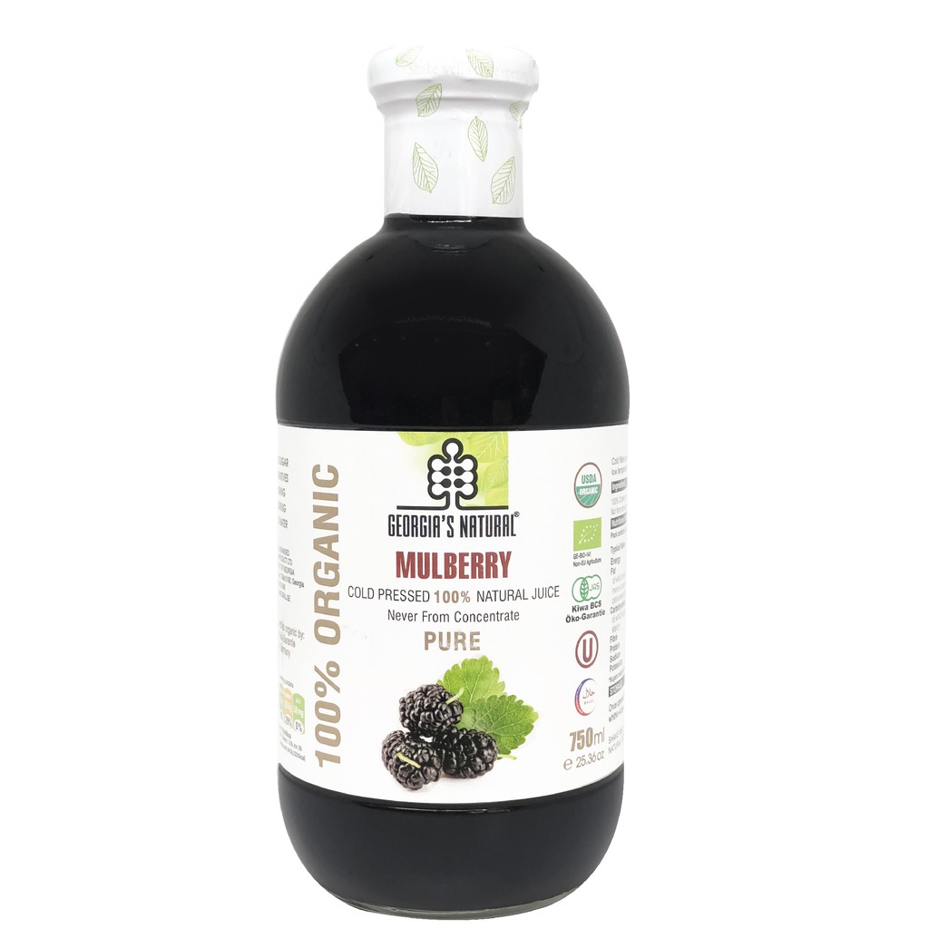 Nước Ép 100% Hữu Cơ Dâu Tằm Mulberry Georgia's Natural - ORGANIC Pure Mulberry Juice - 300ml &amp; 750ml