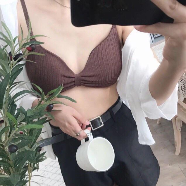 Áo Bra Tăm Thắt Nơ 9932  Áo Bra Thắt Nơ Gân Tăm 💖FREESHIP💖 Bra Nữ Cực Xinh Cotton 2 Dây [Có Mút Ngực Có Thể Tháo Rời] | BigBuy360 - bigbuy360.vn