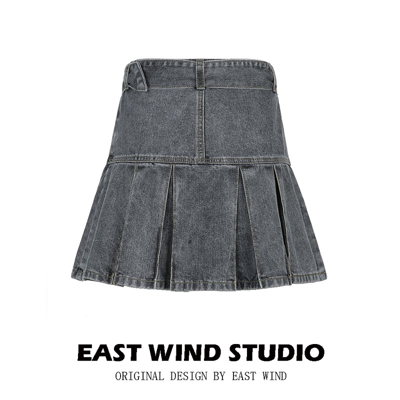 Chân Váy Denim Lưng Cao Thêu Họa Tiết Phong Cách Thời Trang Cho Nữ