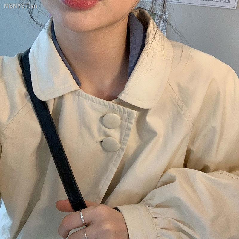 MINGBO Áo khoác gió dáng rộng tay phồng cổ búp bê Nhật Bản có khóa cài
 | BigBuy360 - bigbuy360.vn