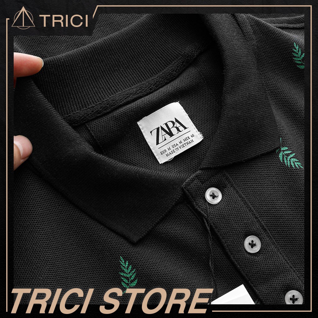 Áo polo nam Zara hàng vnxk xuất dư cambodia họa tiết lá | BigBuy360 - bigbuy360.vn