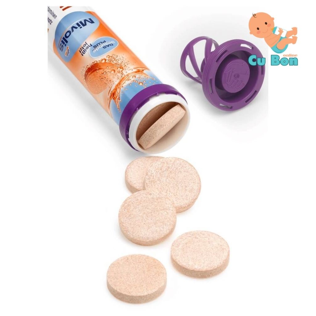 VIÊN SỦI VITAMIN TỔNG HỢP MIVOLIS MULTIVITAMIN hộp 20 viên bổ sung 10 loại vitamin có lợi cho sức khỏe, hương cam ngon