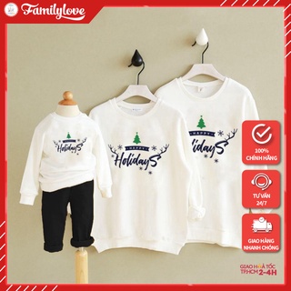 Áo Sweater Gia đình FamilyLove Cotton Nỉ da cá (Hình thật chất áo + Logo Thương hiệu) 💝Happy Holidays