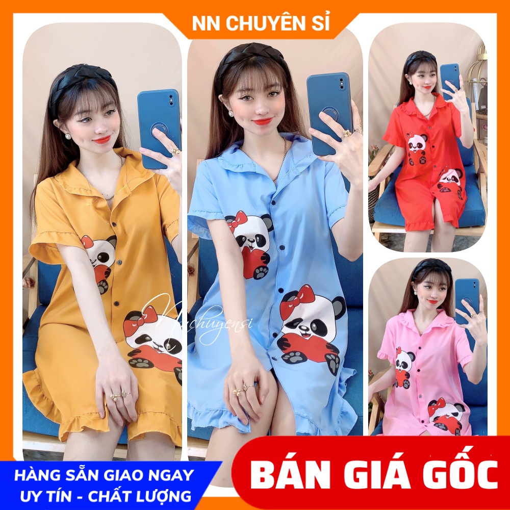 Đầm nữ Đầm nữ dài Vải kate mềm mịn mát in hoạt hình hoa tiết dễ thương