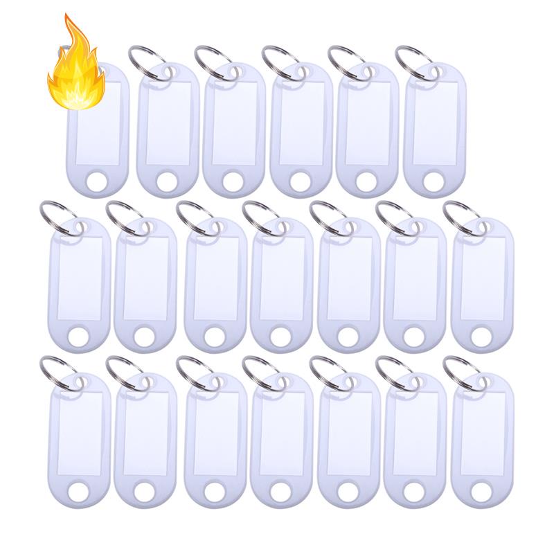 Set 20 Móc Khóa Thẻ ID Bằng Nhựa Màu Trắng