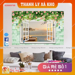 Tranh dán tường 3d Cửa Sổ - 920005705 Tranh 3D Không Gian Sống - Song Long Decor