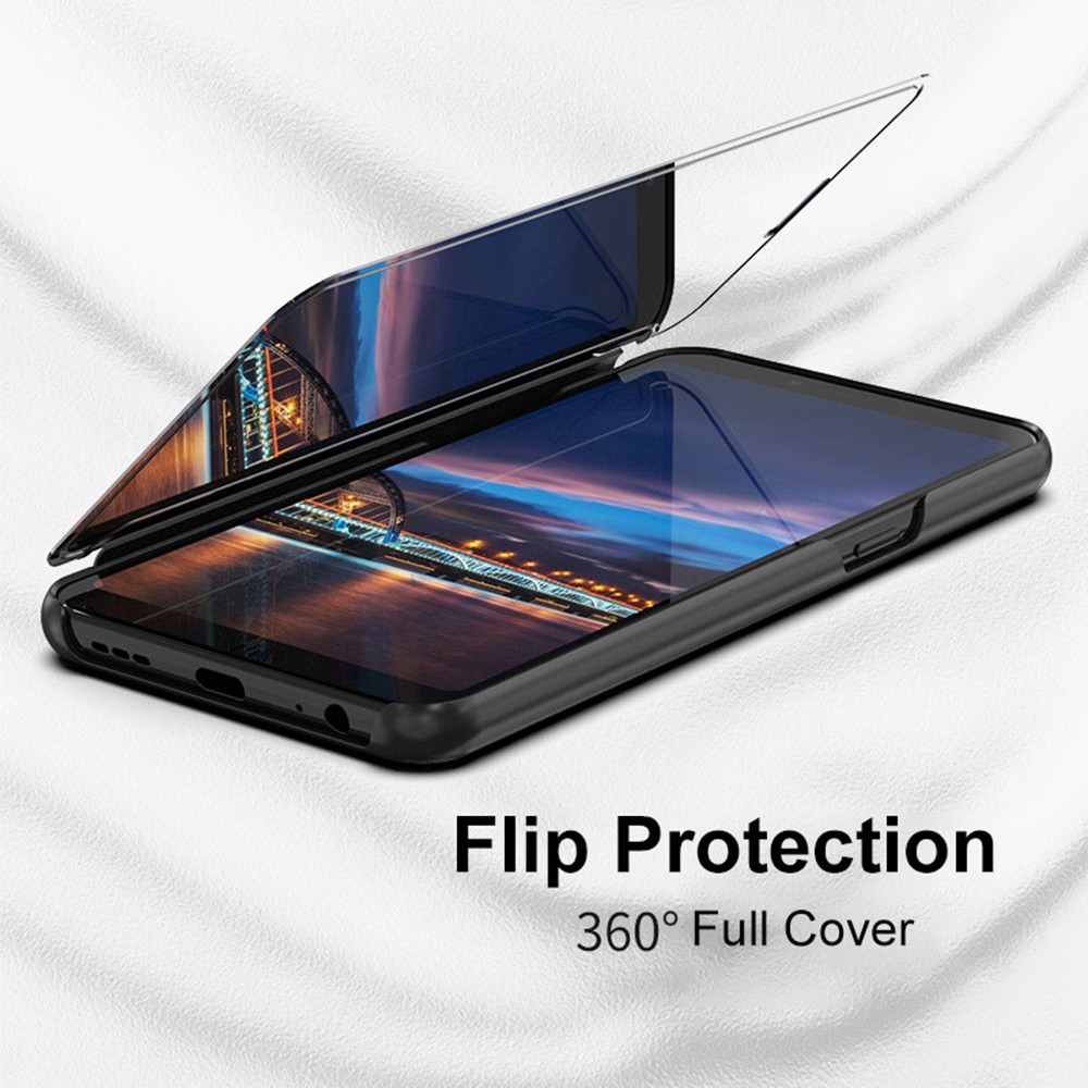 Samsung Note 5 Note 4 Note 3 A9 Star S6 Edge A3 A5 2017 Luxury Smart Stand Flip Mirror Full Cover Phone Case Bao da PU dạng gập có nam châm kèm đế đứng thông minh