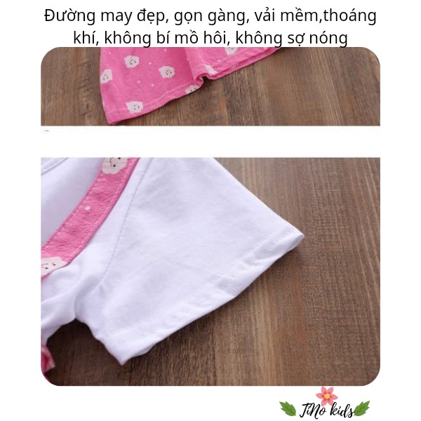 Váy, đầm cotton giả yếm liền thân quảng châu cho bé 0-3 tuổi