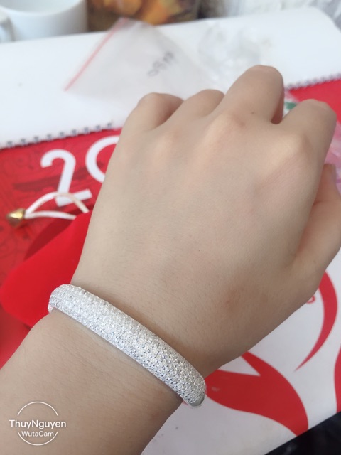 Vòng tay 5 hàng hoa đá bạc chuẩn nhiều mẫu đẹp phủ vàng trắng