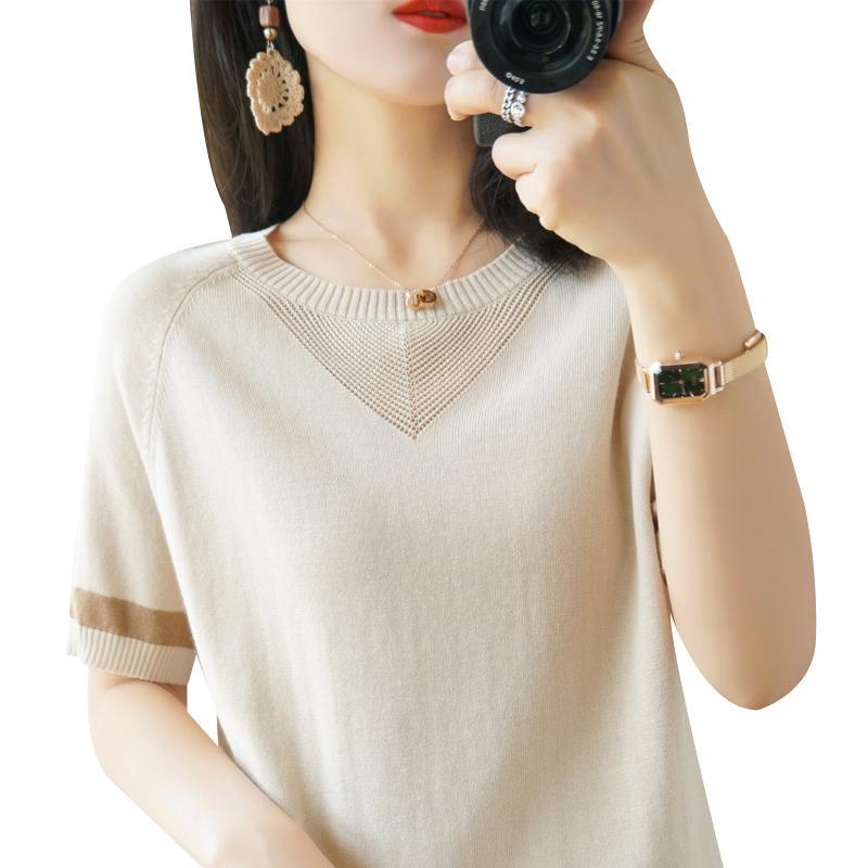 Plus Áo Thun Tay Ngắn Cổ Tròn Vải Cotton Lanh Mỏng 20 Màu Tùy Chọn Kiểu Hàn Quốc Thời Trang Mùa Hè Cho Nữ