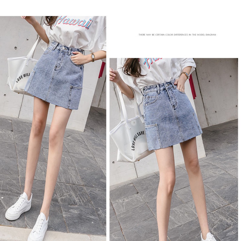 Chân Váy Denim Lưng Cao Dáng Chữ a Thời Trang Cá Tính Cho Nữ