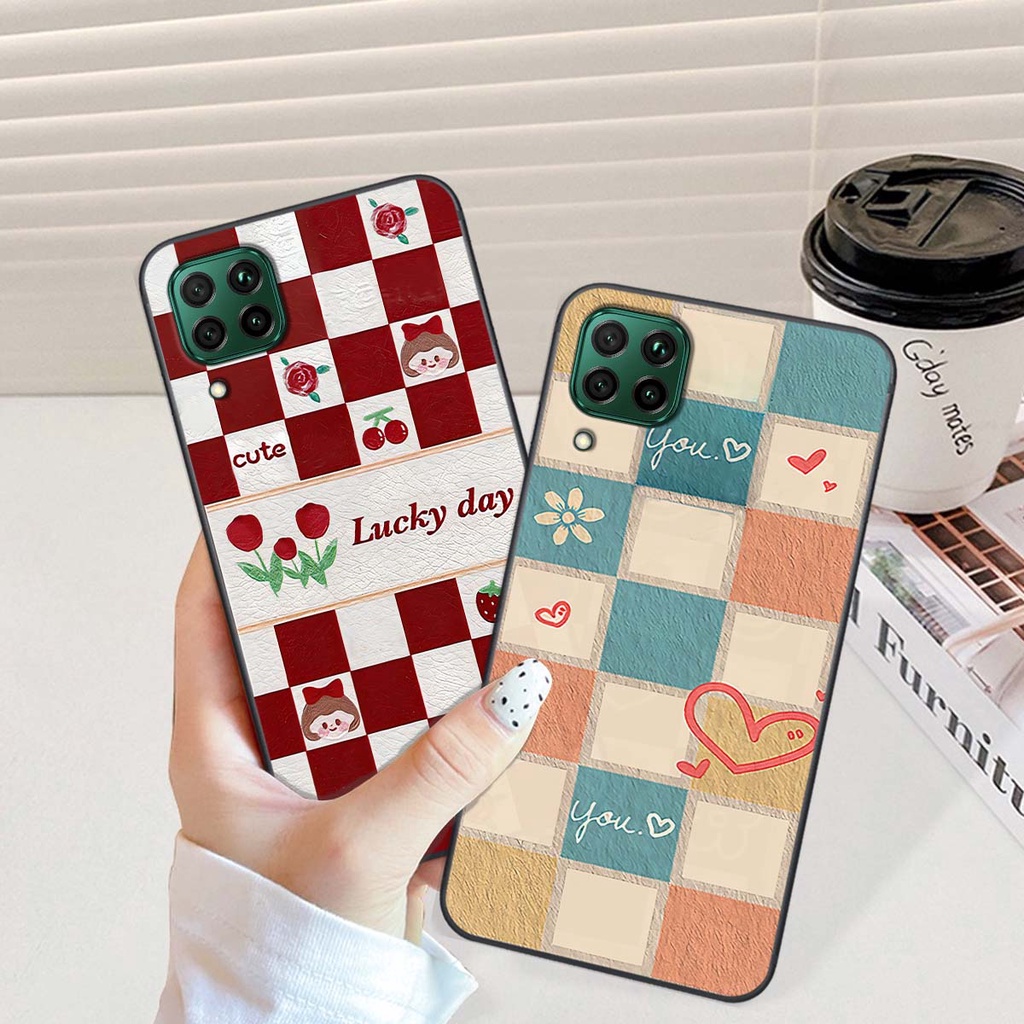 Ốp Huawei Nova 7i caro trái tim cá tính, thời trang siêu đẹp, siêu phong cách