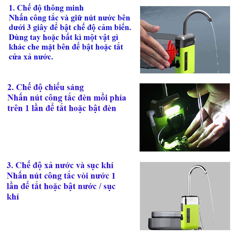 Máy sục oxy hồ cá , sục khí bể cá, lọc nước, bơm và xả nước thùng cá LINNHUEcó đèn soi tiện lợi PK-15