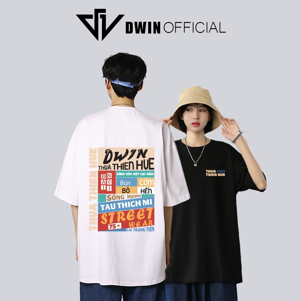 Áo thun unisex Thừa Thiên Huế thời trang DWin basic tee phông trơn nam nữ tay lỡ oversize form rộng