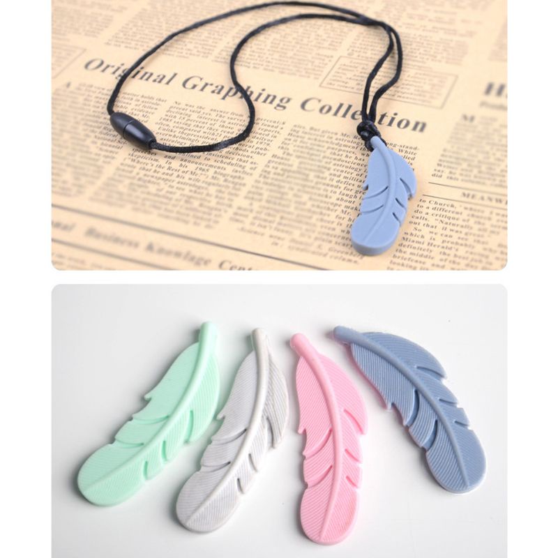 Đồ Chơi Vòng cổ Mặt Lông Vũ Bằng Silicone Cho Bé Gặm Nướu