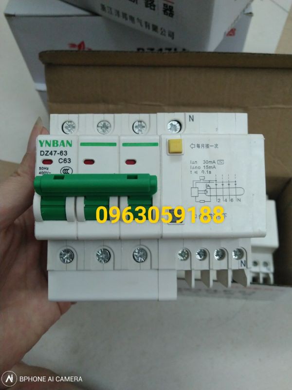 Aptomat  chống giật 3 pha C63A