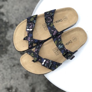 [Chỉ còn 1 đôi] Dép nữ xỏ ngón hoạ tiết đen size 39- DatShoes D03B