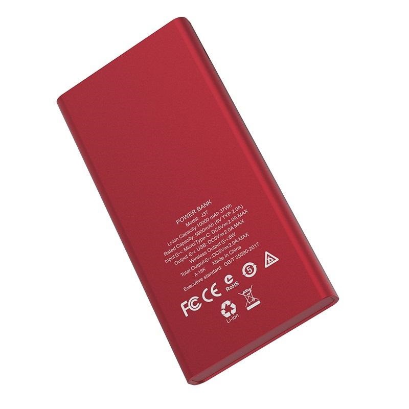 Pin sạc dự phòng không dây Hoco J37 Wisdom 10000mAh 2 cổng sạc (màu ngãu nhiiên) - Hàng chính hãng