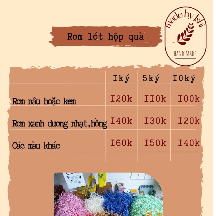 Rơm, giấy vụn lót hộp quà (sỉ 1kg)