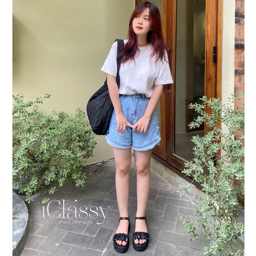 Sandal Nữ Ulzzang Vintage, Dép Quai Hậu Bản Ngang Nhún Đế Cao Su Chống Trơn PU Độn 5cm Quai Gài Hàn Quốc - Iclassy_shoes