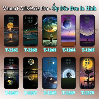 Ốp lưng Vsmart Aris/ Aris Pro dẻo đen in hình trăng vàng