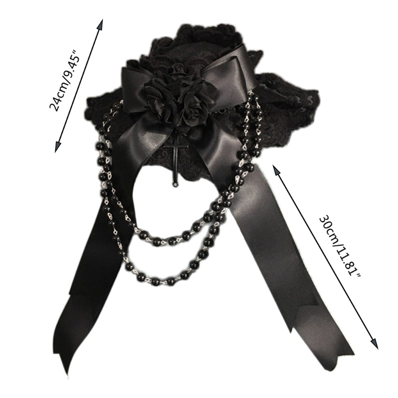 Nơ Cài Tóc Phối Ren Hoa Phong Cách Lolita Dành Cho Nữ