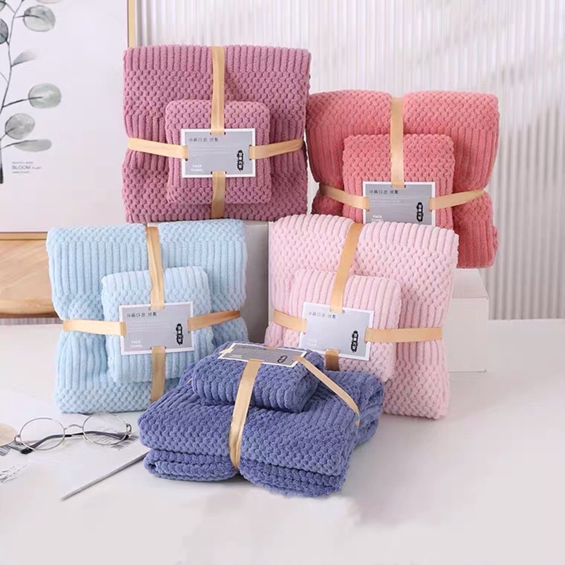 Combo Khăn Tắm Và Khăn Mặt Hàn Quốc Bằng VẢI COTTON Cao Cấp Siêu Mềm Mịn