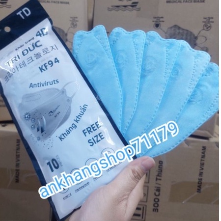 Set 10 chiếc khẩu trang 4 lớp KF94 TRÍ ĐỨC MASK 4D chống bụi mịn và kháng khuẩn cao cấp Hàn Quốc không mùi đạt chuẩn