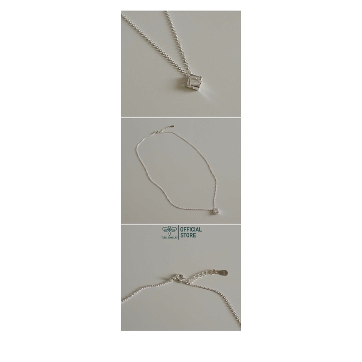 Dây chuyền bạc nữ TLEE hình thoi gắn đá mini nhỏ xinh TleeJewelry D0182